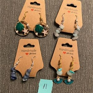 4 pairs of handmade earrings hypoallergenic metals small business made nwt
